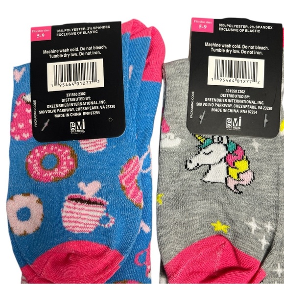 Beverly Hills Polo Club Socks Gray Unicorns and pink blue Donuts and coffee - Picture 10 of 10